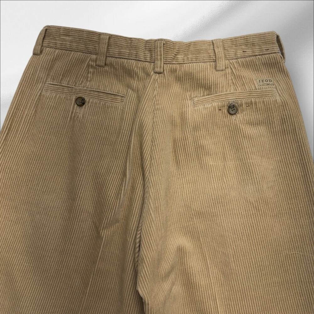 IZOD Men’s 32 x 32 Khaki Tan Pleated Corduroy Pants - Picture 3 of 4